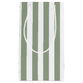 あなただけのセージグリーンとホワイトのストライプ柄を作成しよう スモールペーパーバッグ (正面)