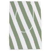 あなただけのセージグリーンとホワイトのストライプ柄を作成しよう ミディアムペーパーバッグ (正面)