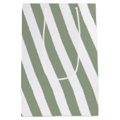 あなただけのセージグリーンとホワイトのストライプ柄を作成しよう ミディアムペーパーバッグ (裏面)