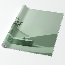 あなただけのセージグリーンとホワイトのストライプ柄を作成しよう ラッピングペーパー