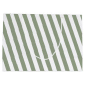 あなただけのセージグリーンとホワイトのストライプ柄を作成しよう ラージペーパーバッグ (裏面)