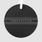 あなただけのテキストとモダンなストライプ | 黒と白 オーナメント (裏面)