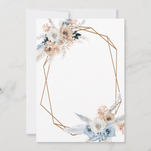 あなただけのテキストを追加 パンパス ダスティブルー ジオメトリック 招待状 (正面)