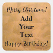 あなただけのテキストを銅のメタリックな手磨き仕上げに スクエアシール (正面)