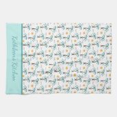 あなただけのトロピカルヤシの木サンシャインターコイズ キッチンタオル (横)