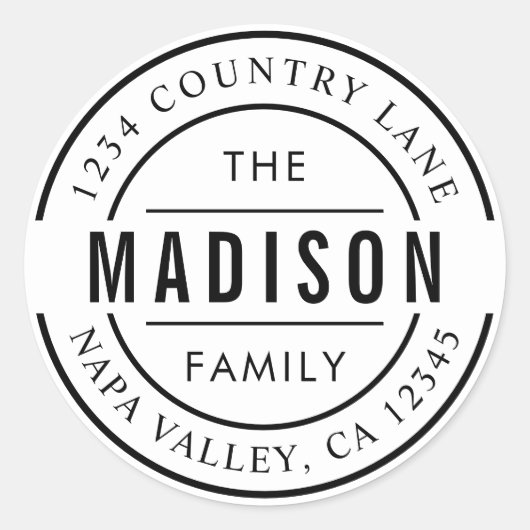 あなただけのファミリー ネーム 返信先住所 ラウンドシール (正面)