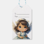 あなただけのブルネットの少女クリスマスエンジェルを作ろう ギフトタグ (正面)