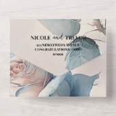 あなただけのブルーの水彩ローズを作成 オールインワン招待状 (裏面)