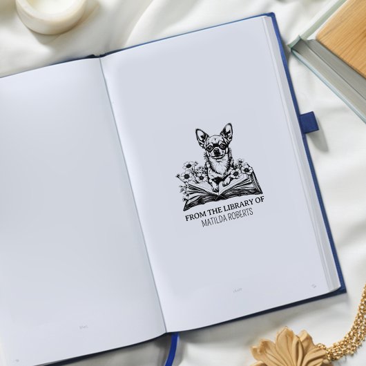 あなただけのライブラリーチワワブックプレートを作成 ラバースタンプ