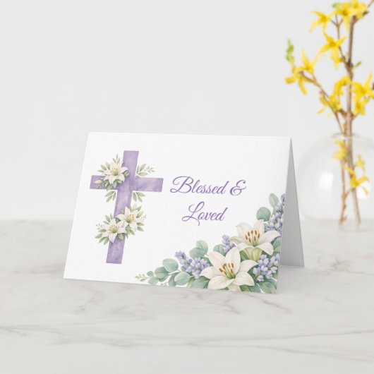 あなただけのラベンダー フラワー クロス　祝福され 愛されている カード (黄色い花)