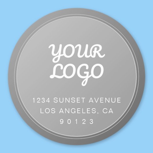 あなただけのロゴ グレーのグラデーション 返信先住所 ラウンドシール
