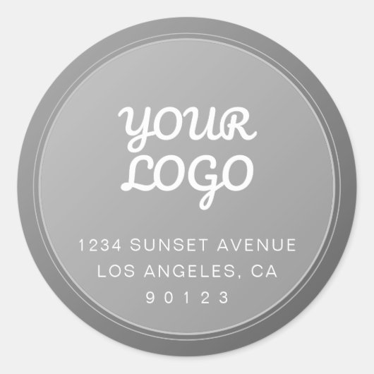 あなただけのロゴ グレーのグラデーション 返信先住所 ラウンドシール (正面)