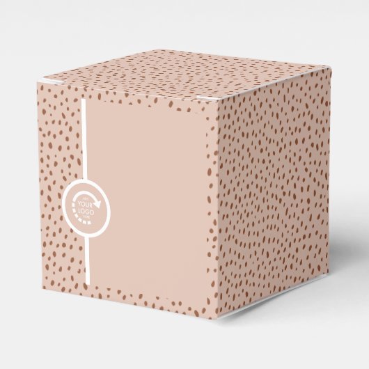 あなただけのロゴ ボホ ベージュ & ブラウン ドット ギフト ボックス (正面サイド)