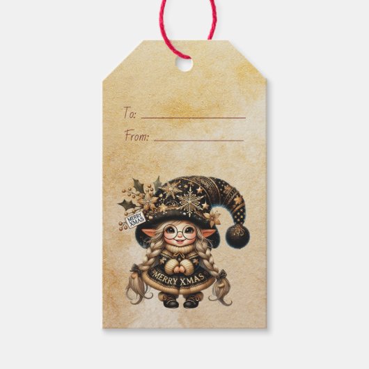 あなただけの個性的な魔法のクリスマス・ノームを作ろう ギフトタグ (正面)