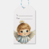 あなただけの可愛い金髪の少年クリスマスエンジェルを作ろう ギフトタグ (正面)
