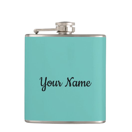 あなただけの名前・スローガン・写真アートワーク 緑 青 フラスク (正面)