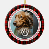 あなただけの愛犬ペットの写真 モノグラム 名前 タルタン セラミックオーナメント (正面)