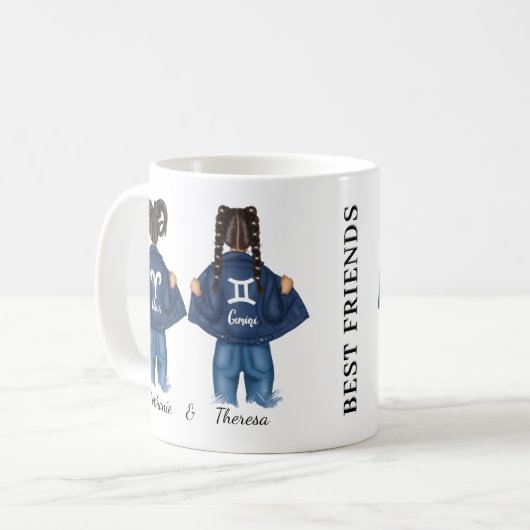あなただけの最高の友達 牡羊座 双子座の女の子ジーン コーヒーマグカップ (正面左)