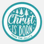 あなただけの特別なクリスマス　キリストの誕生　青 ラウンドシール (正面)