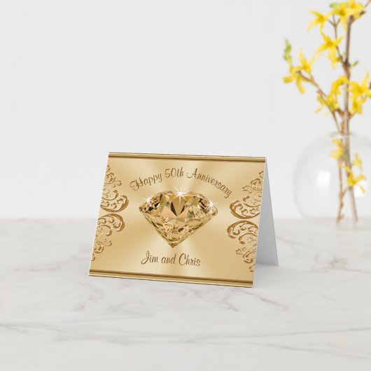 あなただけの特別なメッセージを添えた、素晴らしい50周年記念カード カード (黄色い花)