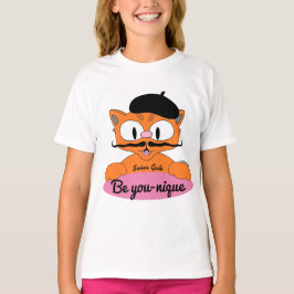 あなただけの特別な存在であれ カートゥーン マスタッシュ 猫 ピンク Tシャツ