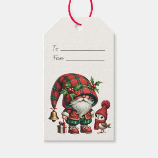 あなただけの花柄クリスマスプレイドの小人鳥を作ろう ギフトタグ