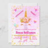 あなただけの虹色の輝きを放つゴールドのユニコーン 招待状 (正面)