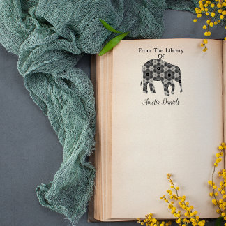 あなただけの象の本のしるし ライフライブラリーから ラバースタンプ