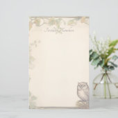 あなただけの賢い茶色のフクロウの秋のツタの花 便箋 (スタンド正面)