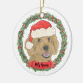 あなただけの赤いあんず色のゴールデンドゥードル　クリスマスオーナメント セラミックオーナメント (左)