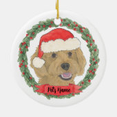 あなただけの赤いあんず色のゴールデンドゥードル　クリスマスオーナメント セラミックオーナメント (裏面)