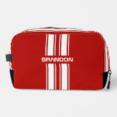 あなただけの赤と白のレーシングストライプトラベル ドップキット (正面)