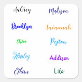 あなただけの防水手書きスクリプトネーム1 スクエアシール (正面)