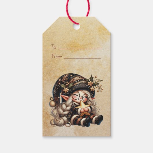 あなただけの魔法のクリスマス・ノームの星を作ろう ギフトタグ (正面)