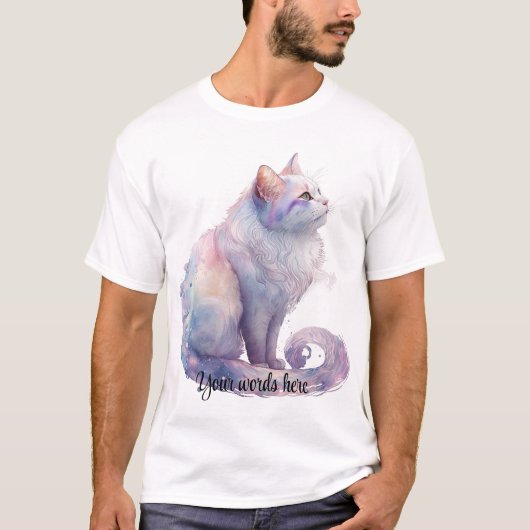 あなただけの魔法の白猫 Tシャツ (正面)