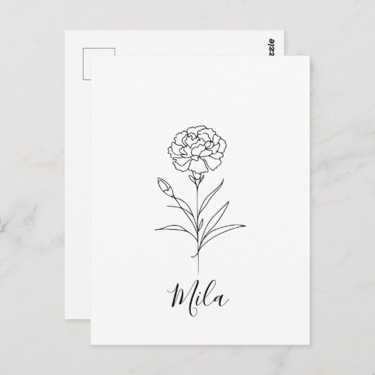 あなただけの1月の誕生花 カーネーション ポストカード (正面/裏面)