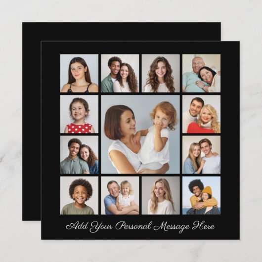 あなただけの13枚の写真コラージュを作成 - あなたのメッセージを添えて ノートカード (正面/裏面)