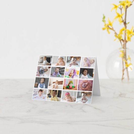 あなただけの16枚の写真コラージュをデザインしよう カード (黄色い花)