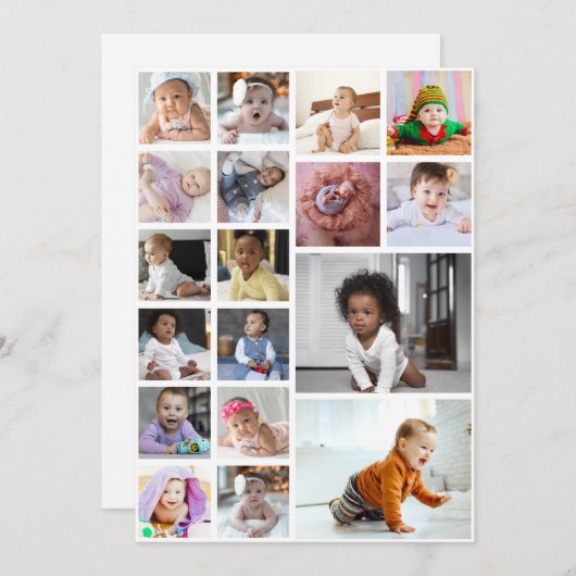 あなただけの18枚の写真コラージュをデザイン ノートカード (正面/裏面)