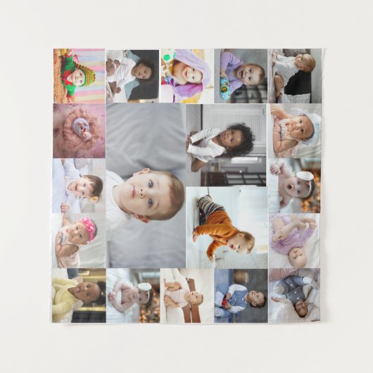 あなただけの19枚の写真コラージュを作成しよう タペストリー (正面(横))