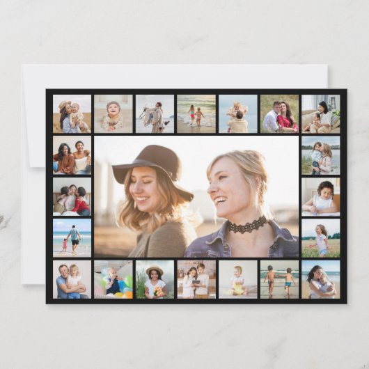 あなただけの21枚の写真コラージュを作成 編集可能な色 ノートカード (正面)