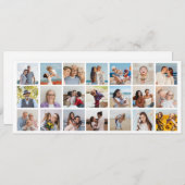 あなただけの21枚の写真コラージュを作成 編集可能な色 招待状 (正面/裏面)