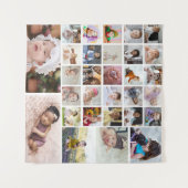 あなただけの30枚の写真コラージュをデザインしよう タペストリー (正面(横))