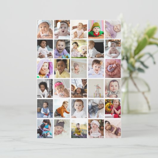 あなただけの30枚の写真コラージュをデザイン シーズンカード (スタンド正面)