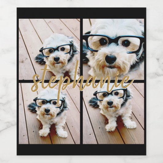 あなただけの4枚の写真コラージュを作成 - スクリプト名 ワインラベル (シングルラベル)