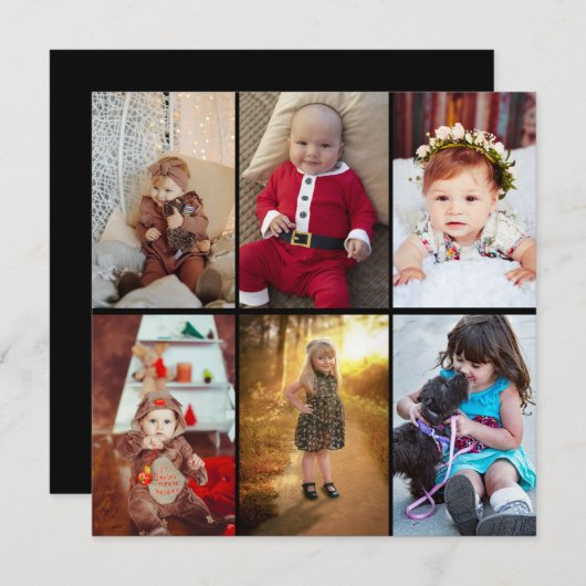 あなただけの6枚の写真コラージュをデザイン シーズンカード (正面/裏面)