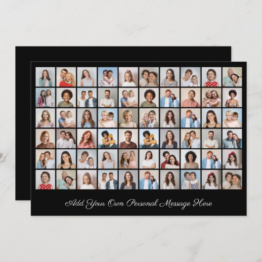 あなただけの60枚の写真コラージュを作成 - あなたのメッセージを添えて 招待状 (正面/裏面)