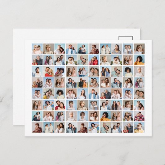 あなただけの80枚の写真を編集可能なカラーコラージュを作成 ポストカード (正面/裏面)