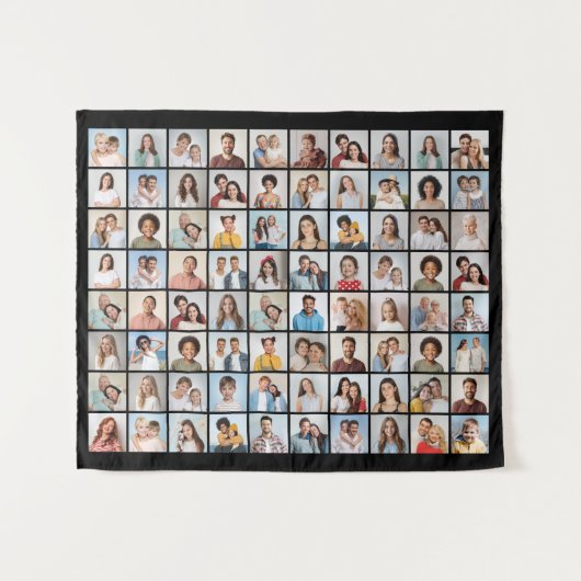 あなただけの80枚の写真コラージュを作成 編集可能な色 タペストリー (正面(横))