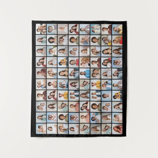 あなただけの80枚の写真コラージュを作成 編集可能な色 タペストリー (正面)